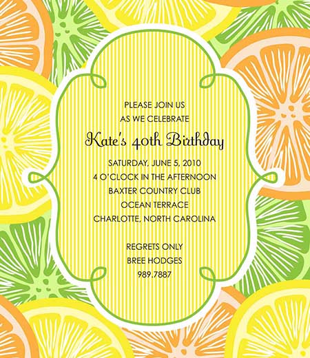 Citrus Lemon, Lime and Orange Printable Invitation